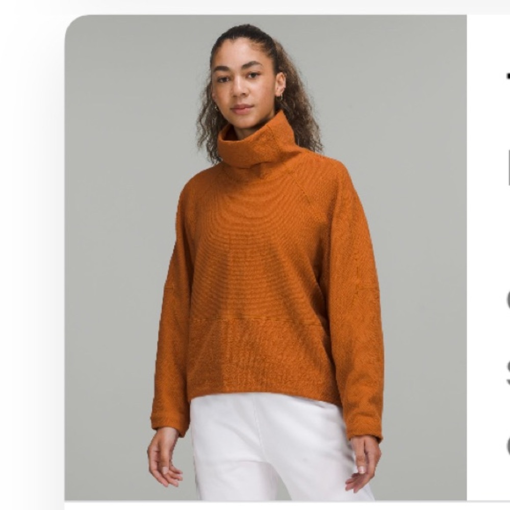 Size 12 lululemon funnel neck pull over in butternut brown